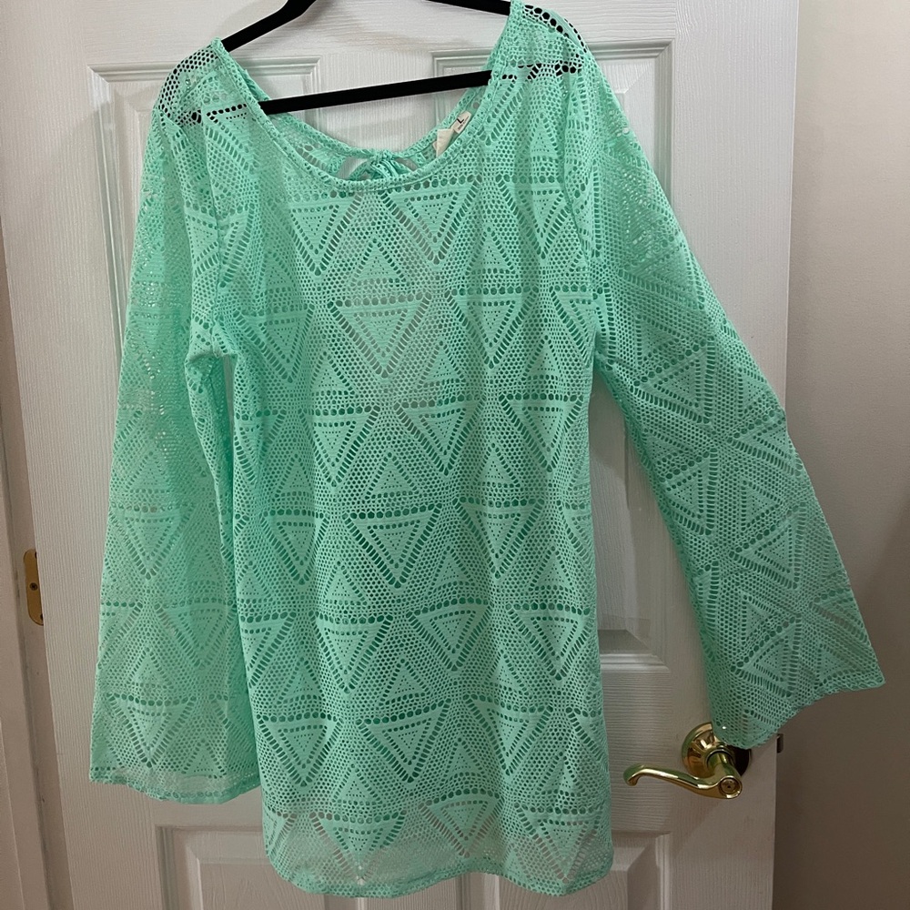 Bright Green Beach Coverup with keyhole back